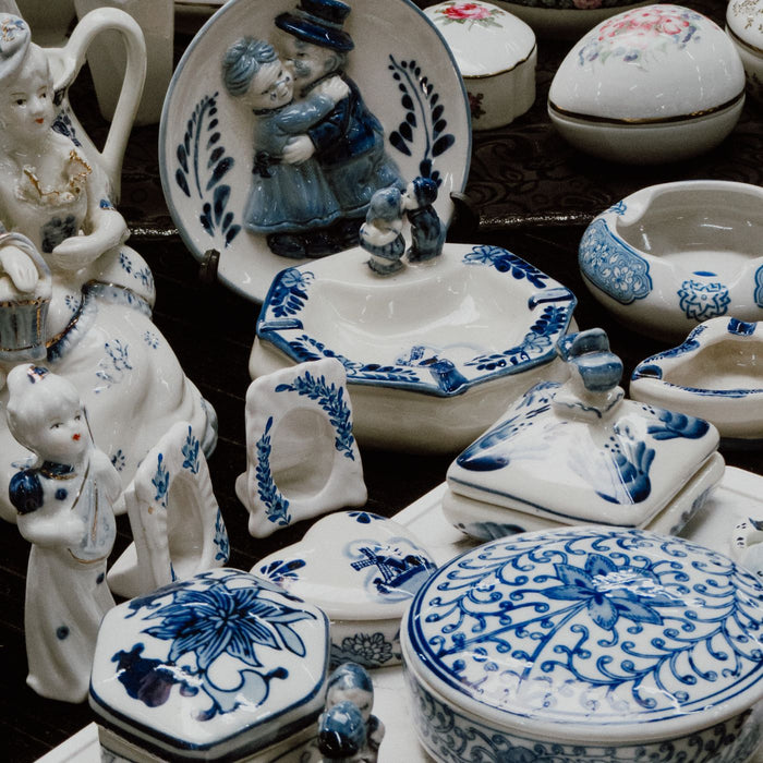 A decorated piece of pottery photographed on its own.